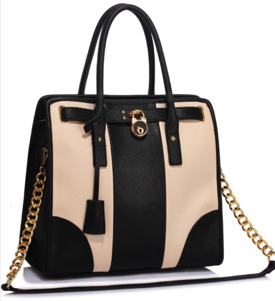 Black/Nude Colour Block Tote Handbag - Funney Online Store Ltd